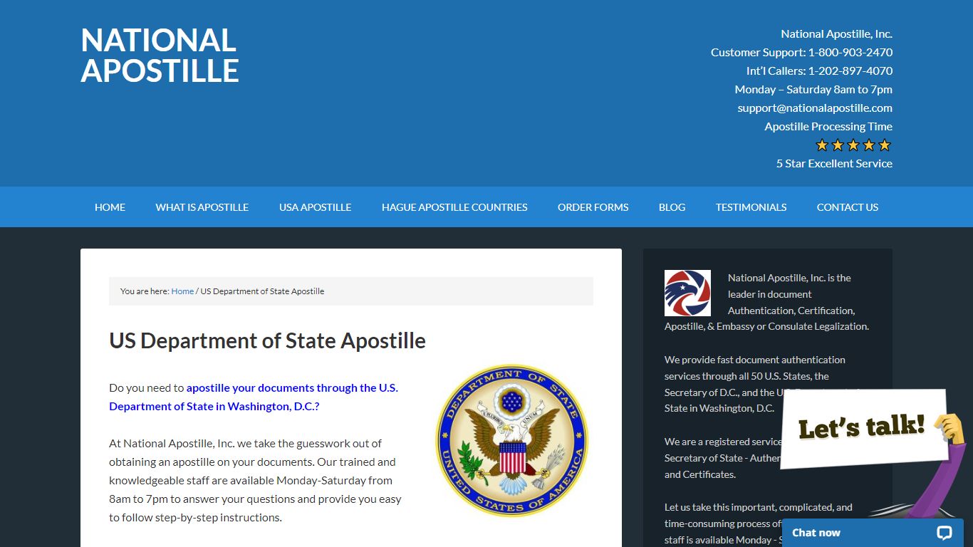 US Department of State Apostille - National Apostille